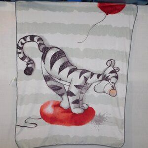 Disney Baby Winnie the Pooh Tigger Red Balloon Gray Fleece Sherpa Blanket